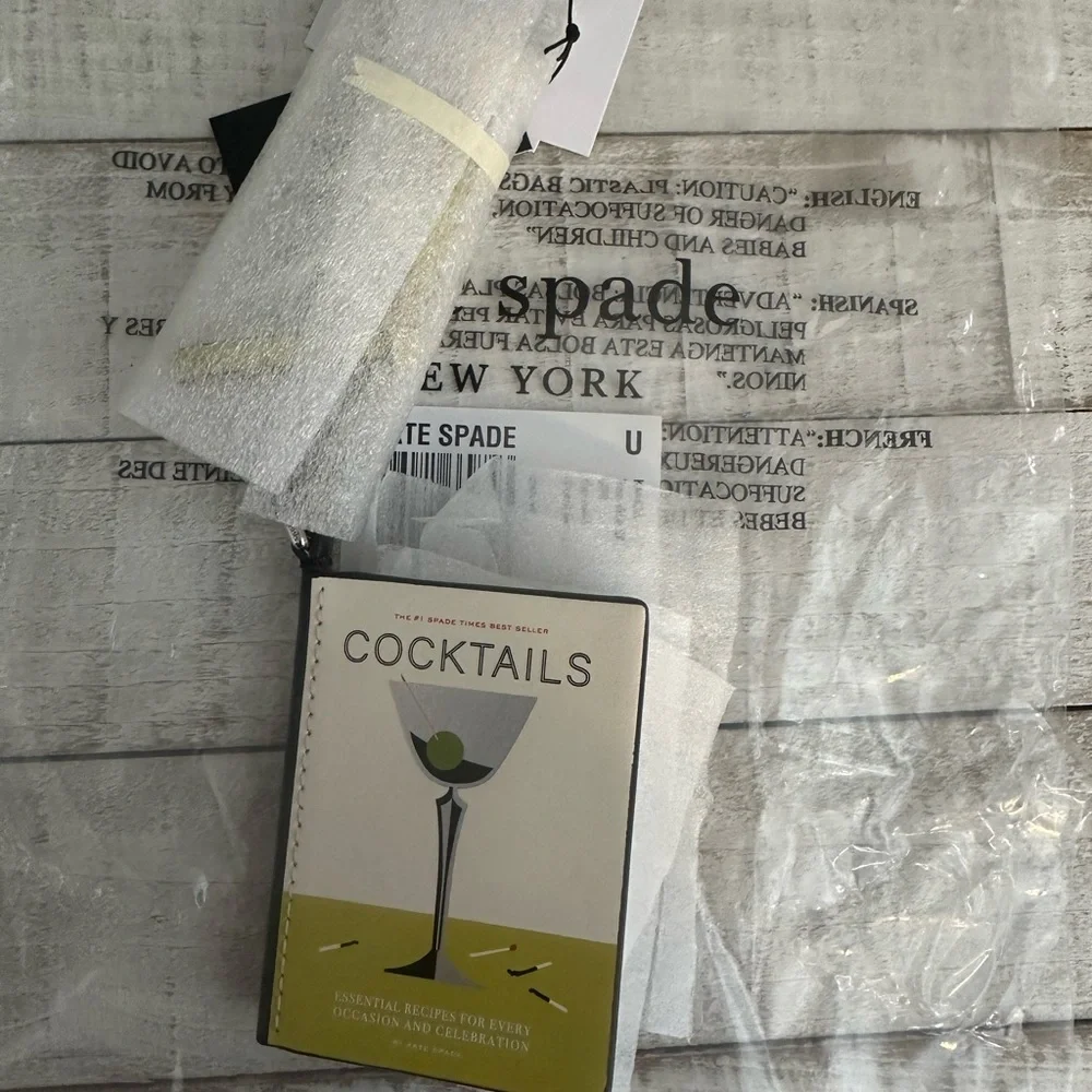 Nwt Kate spade cocktails recipe book bag charm - Picture 2 of 11